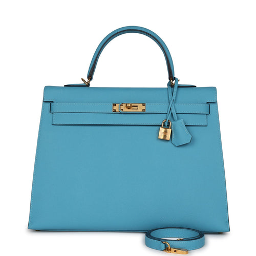 Hermes Kelly 25 Blue Zanzibar GHW Stamp A