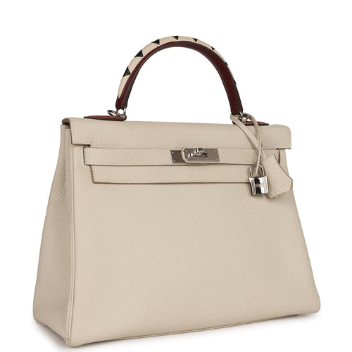 Hermès Kelly 32 Retourne Chalk Craie  Togo with Palladium Hardware -  Bags - Kabinet Privé