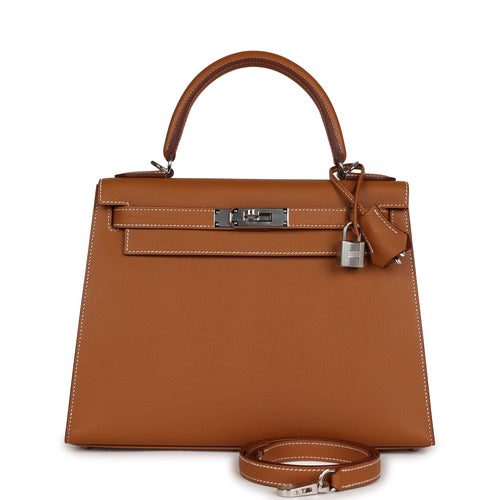 NEW] Hermès Kelly Sellier 25  Terre Cuite, Ostrich Leather, Gold