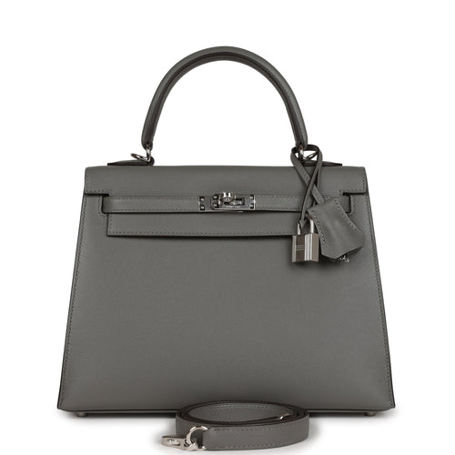 Hermes Kelly Sellier 25 Bag Nata / Chai / Gris Meyer Palladium Hardware  Epsom