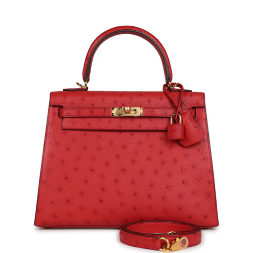 Hermès Kelly 25 HSS Sellier Rouge Casaque Chevre Goat Brushed Gold Hardware  - Special Order