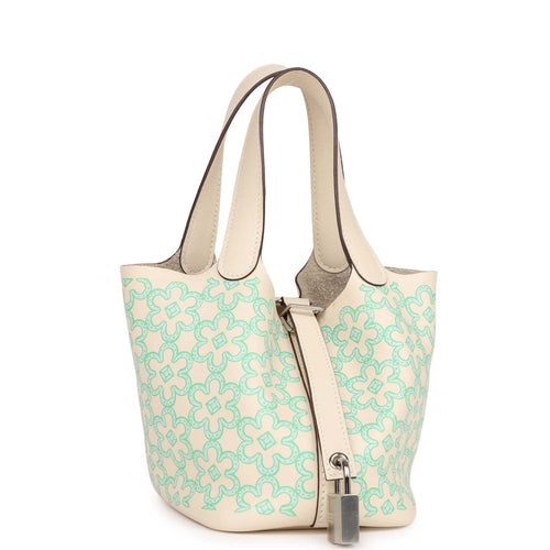 Hermès Picotin Lock 18 'Lucky Daisy' Mauve Sylvestre, Cuivre, White Sw