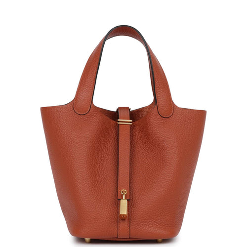 JUST ARRIVAL ! Hermes Picotin 18 Lock Clemence/ Swift Orange/ Rouge Grenat  - The Attic Place