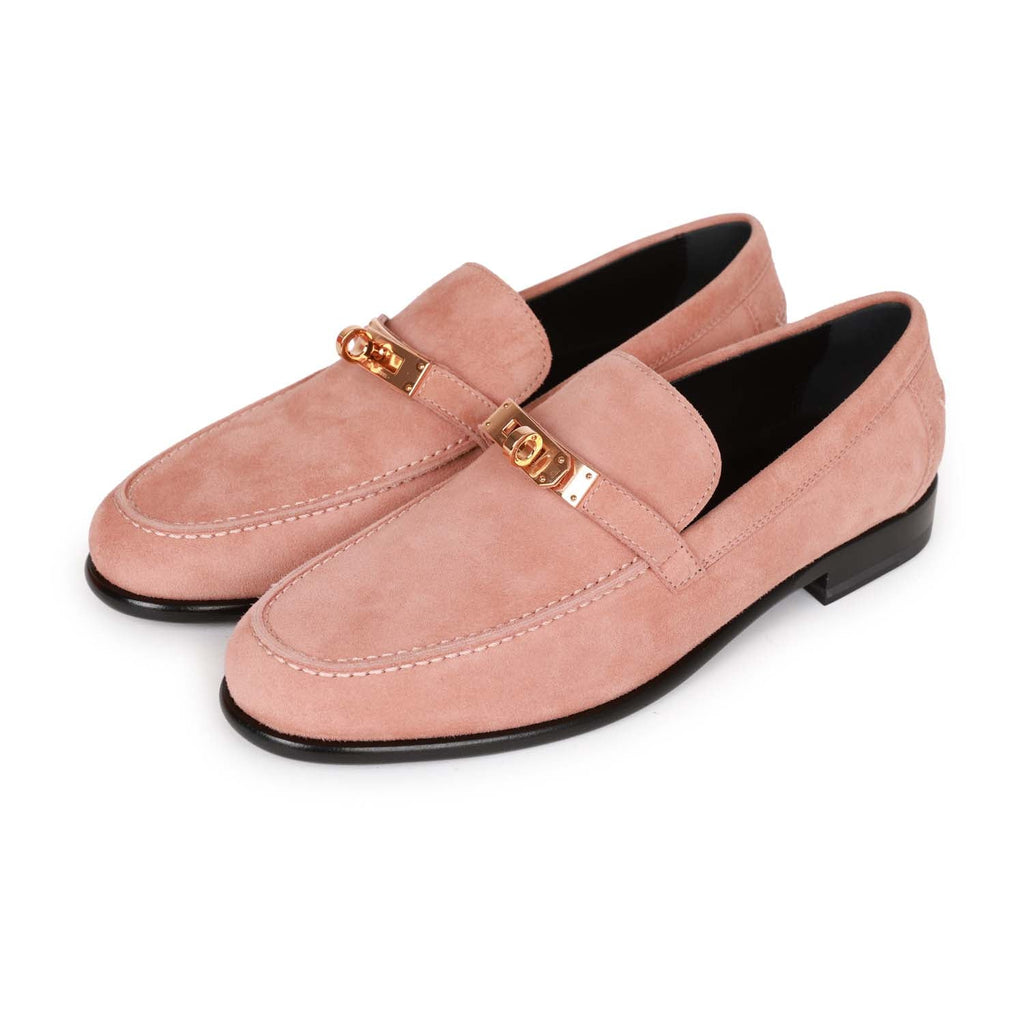 Hermes Destin Loafer Rose Aube Suede Rose Gold Hardware 38 – Madison ...