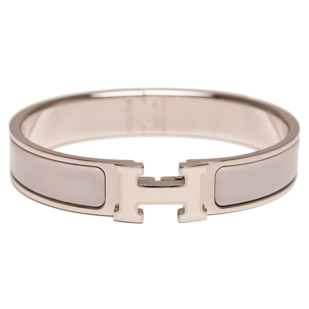 Hermes Grey on White Enamel H Narrow 