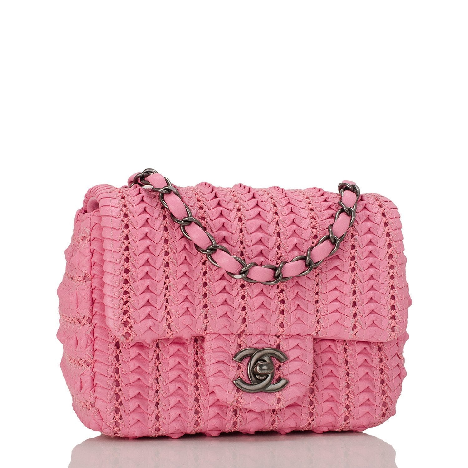 Chanel Pink Lambskin Leather Square Mini Bag – Madison Avenue Couture