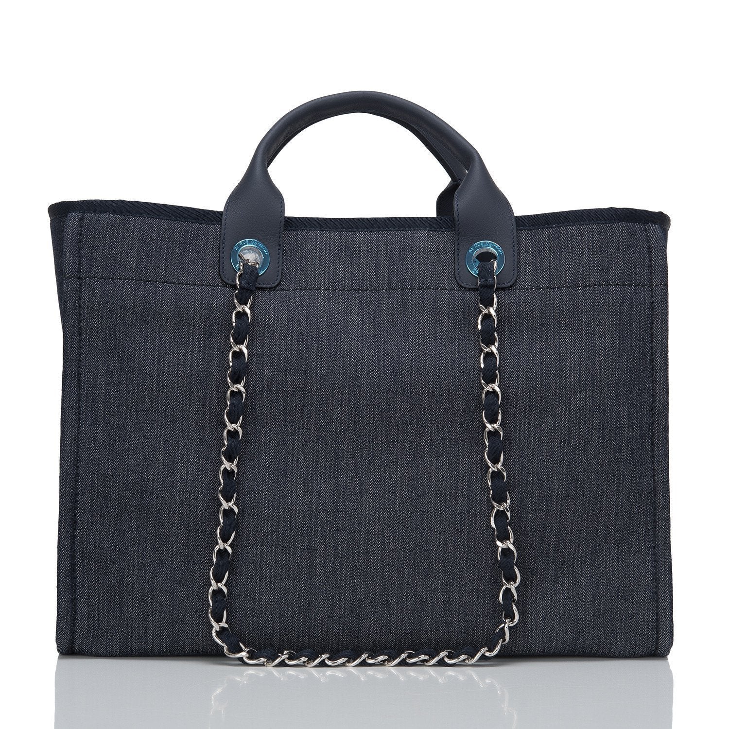 Chanel Dark Blue Denim Large Deauville Shopping Tote – Madison Avenue Couture