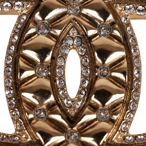 Chanel Textured CC Brooch Light Gold Metal