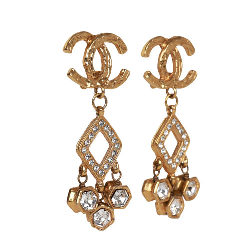 Vintage Chanel Gold Plated Classic Turnlock CC Earrings