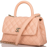 Chanel Light Pink Caviar Mini Coco Handle Flap Bag Light Gold Hardware Madison Avenue Couture