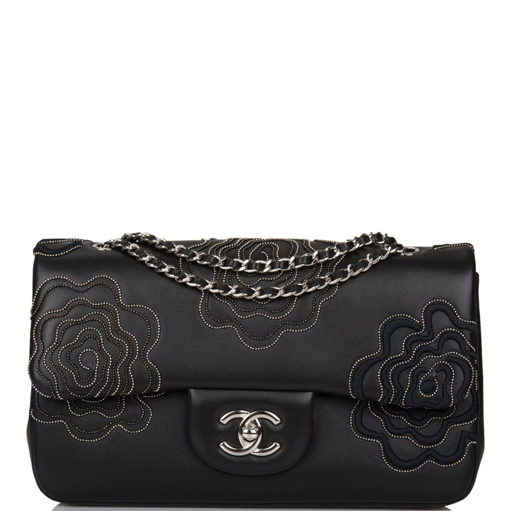 Chanel Black Camellia Follies Lambskin Embroidered Flap Bag – Madison ...