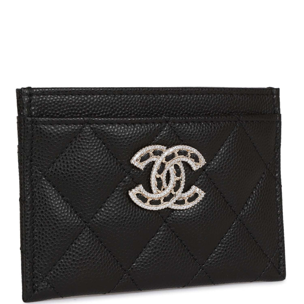 Chanel Card Holder Wallet Black Caviar Crystal and Light Gold Hardware –  Madison Avenue Couture