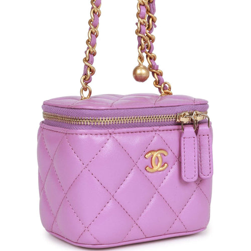 Chanel Mini Round Top Handle Vanity Case Dark Pink Lambskin Gold Hardw –  Madison Avenue Couture