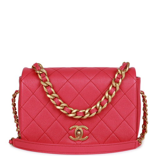 Chanel Classic Double Flap Quilted Patent Leather Shoulder Bag Red
