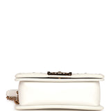 Chanel Small Boy Bag White Calfskin with Imitation Pearls Light Gold Hardware