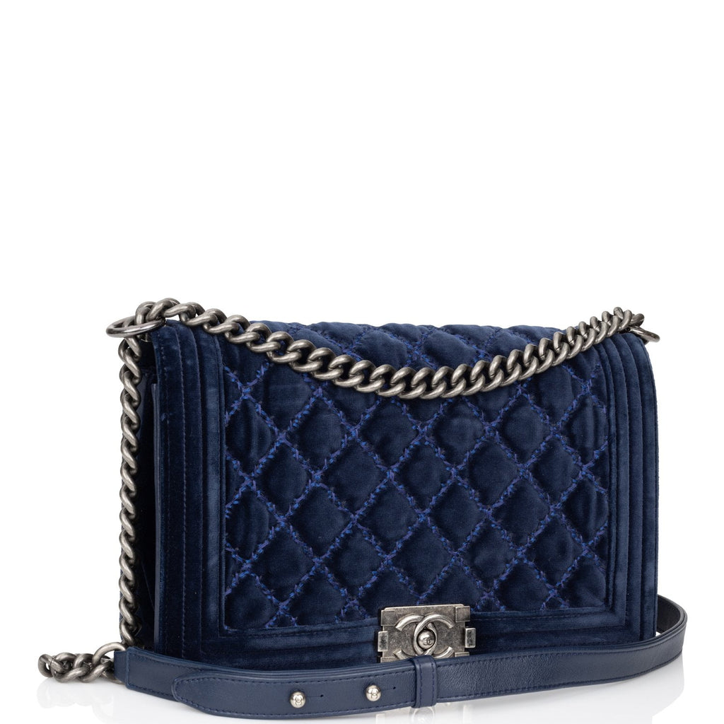 Chanel Old Medium Boy in Chevron Quilted Navy Caviar with Ruthenium  Hardware  SOLD