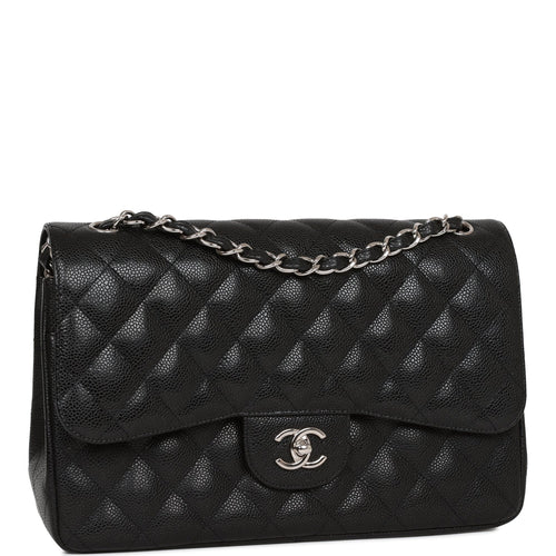 Chanel Classic Jumbo Double Flap, Black Caviar Leather, Silver Hardware, As  New in Box