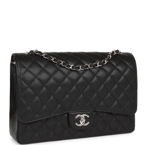 Chanel Black Quilted Caviar Jumbo Classic Double Flap Bag