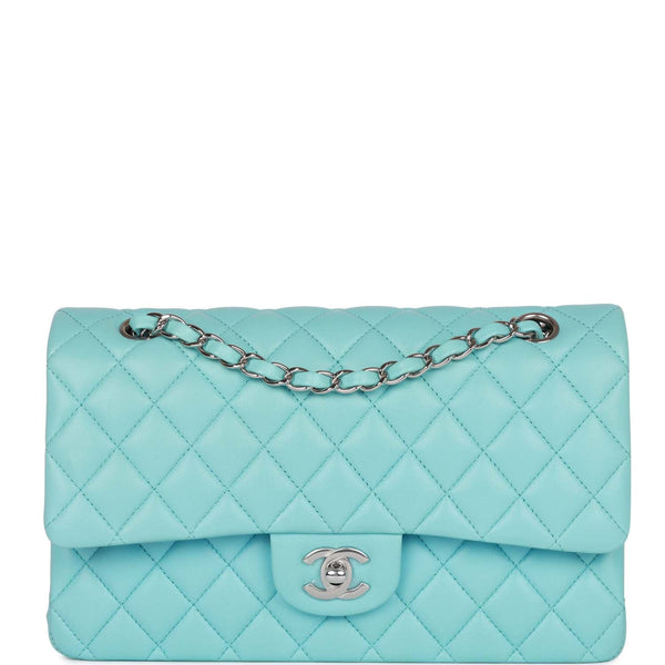 Chanel Blue Quilted Lambskin Medium Classic Double Flap Bag Silver Hardware  – Madison Avenue Couture