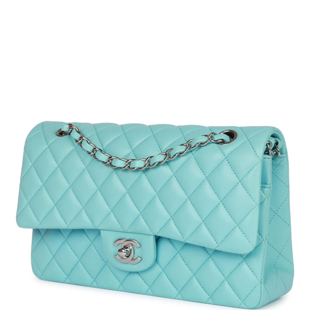 Chanel Blue Quilted Lambskin Medium Classic Double Flap Bag Silver Hardware  – Madison Avenue Couture