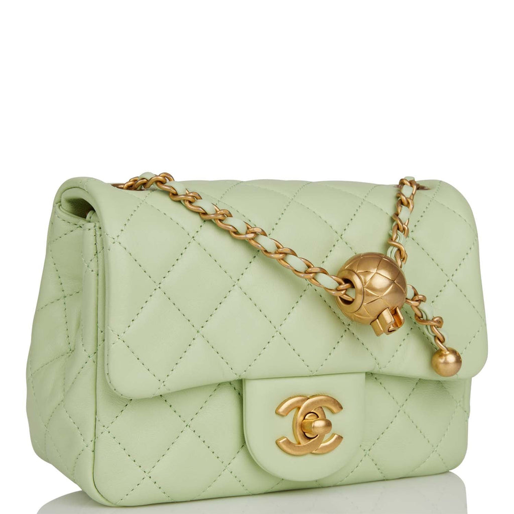 Chanel Lime Green Quilted Double Flap Bag  Bags Chanel bag Green handbag