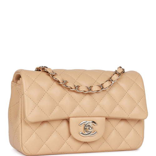 Chanel Denim Pearl Crush Square Mini Classic Flap Bag Antique Gold