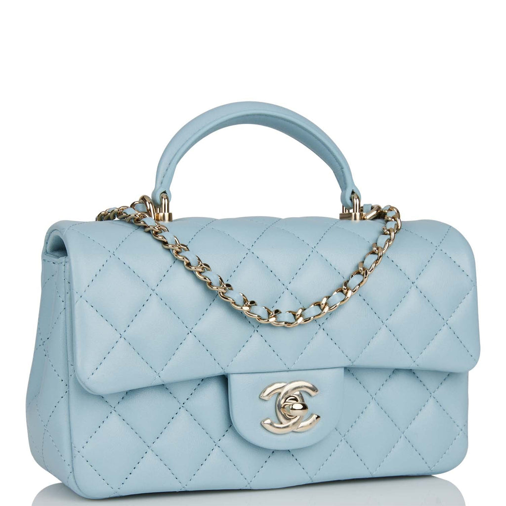 Chanel Blue Satin Rectangular Mini Classic Flap Light Gold Hardware   Madison Avenue Couture