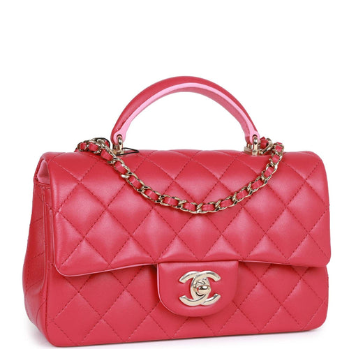 Chanel Light Pink Lambskin Rectangular Mini Flap Top Handle Light