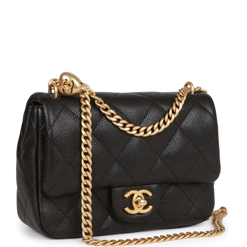 New Chanel classic mini Chain Clutch Rect black caviar gold hw Bag W Receipt
