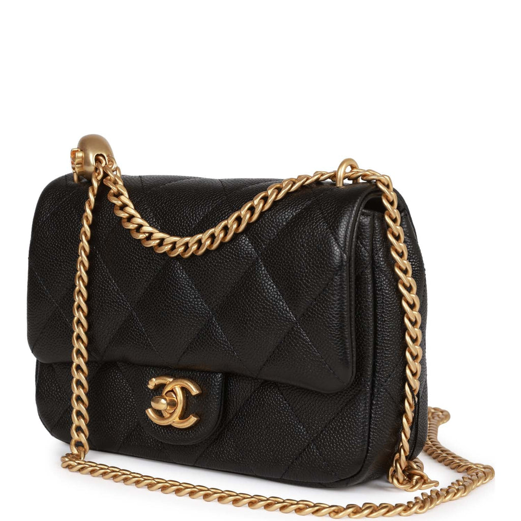 Chanel Sweetheart Crush Mini Rectangular Flap Bag Black Caviar Antique Gold  Hardware