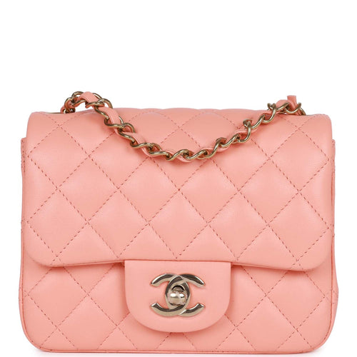 Chanel Mini Square Flap Pink Lambskin Light Gold Hardware