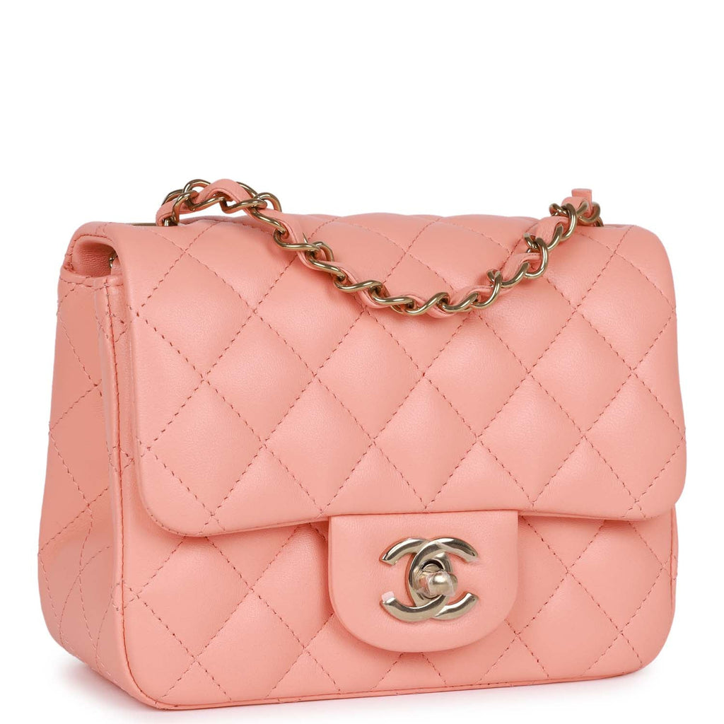 Chanel Mini Square Mauve Pink Lambskin Gold Hardware 15B  Coco Approved  Studio