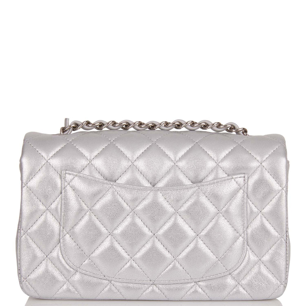 Chanel Silver Lambskin Rectangular Mini Classic Flap Silver Hardware ...