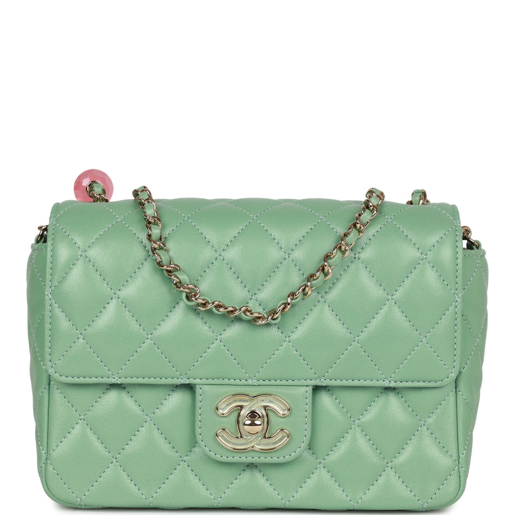 Chanel Turquoise Lambskin Rectangular Mini Classic Flap Silver Hardware   Madison Avenue Couture