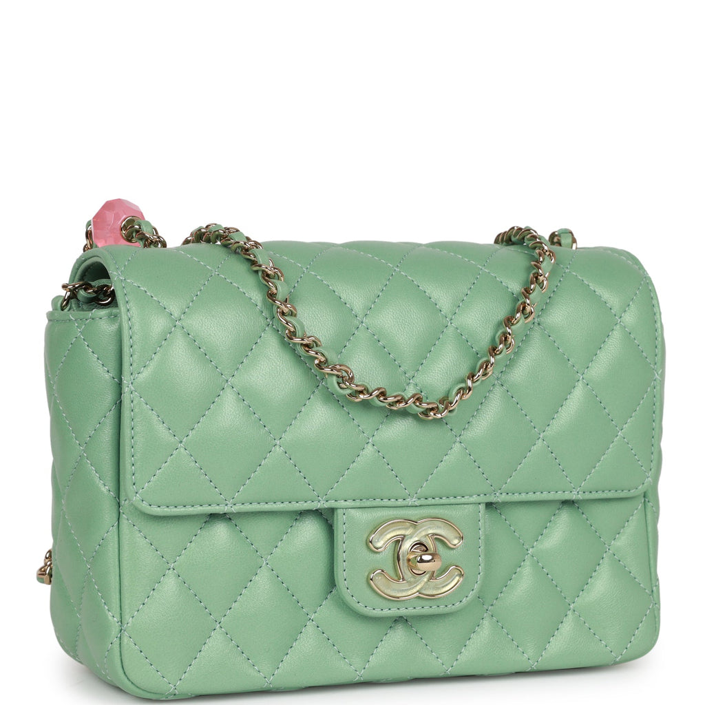 Chanel Small Enamel CC Flap Bag Quilted Iridescent Grey Lambskin Aged   Coco Approved Studio