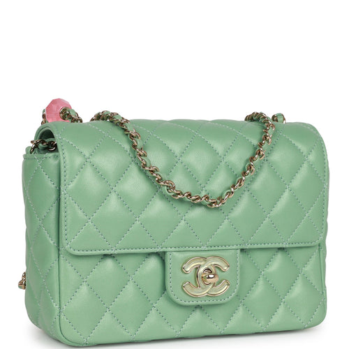 Chanel Heart Mini Flap Bag Turquoise Lambskin Enamel and Light