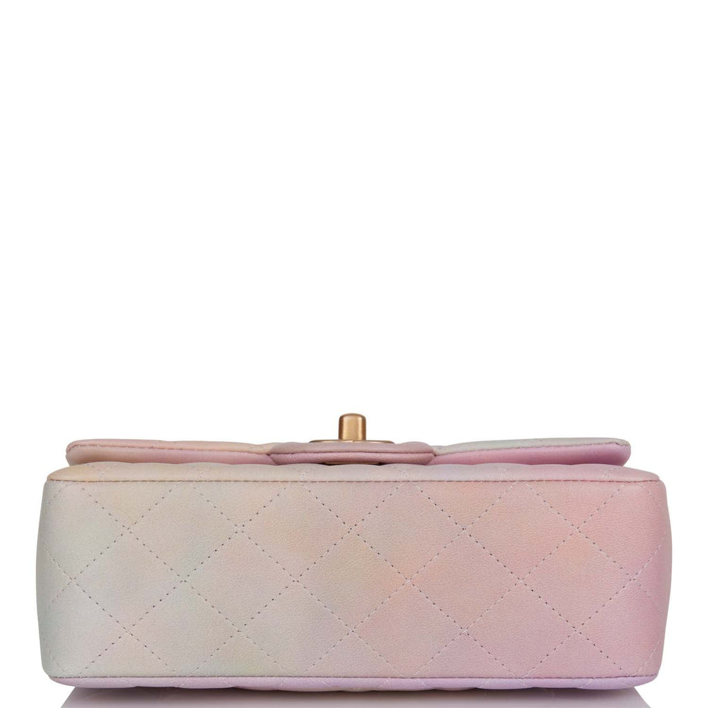 Chanel Mini Flap Top Handle Pink Ombre Lambskin Antique Gold Hardware ...