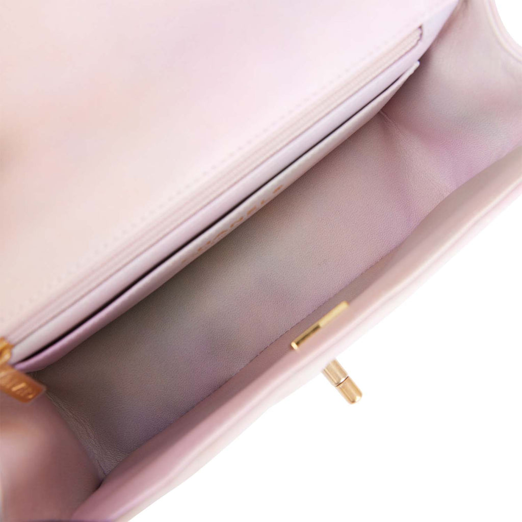 Chanel Mini Flap Top Handle Pink Ombre Lambskin Antique Gold Hardware ...