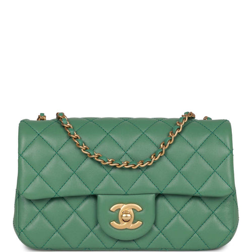 Chanel Dark Green Pearl Crush Square Mini Flap Antique Gold Hardware –  Madison Avenue Couture