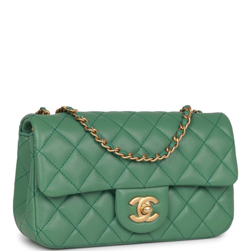 Chanel Green Quilted Lambskin Rectangular Mini Classic Flap Bag