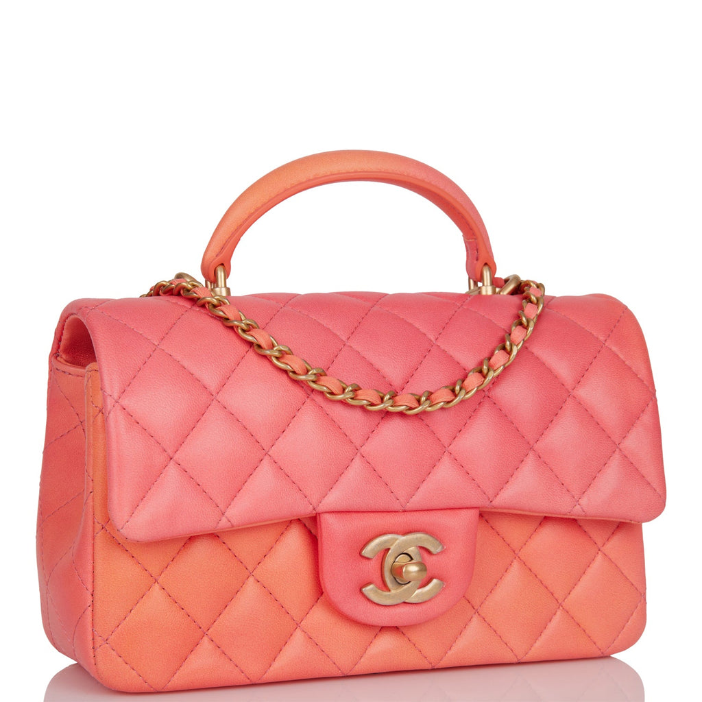 Chanel Mini Flap Top Handle Orange Ombre Lambskin Antique Gold Hardware –  Madison Avenue Couture