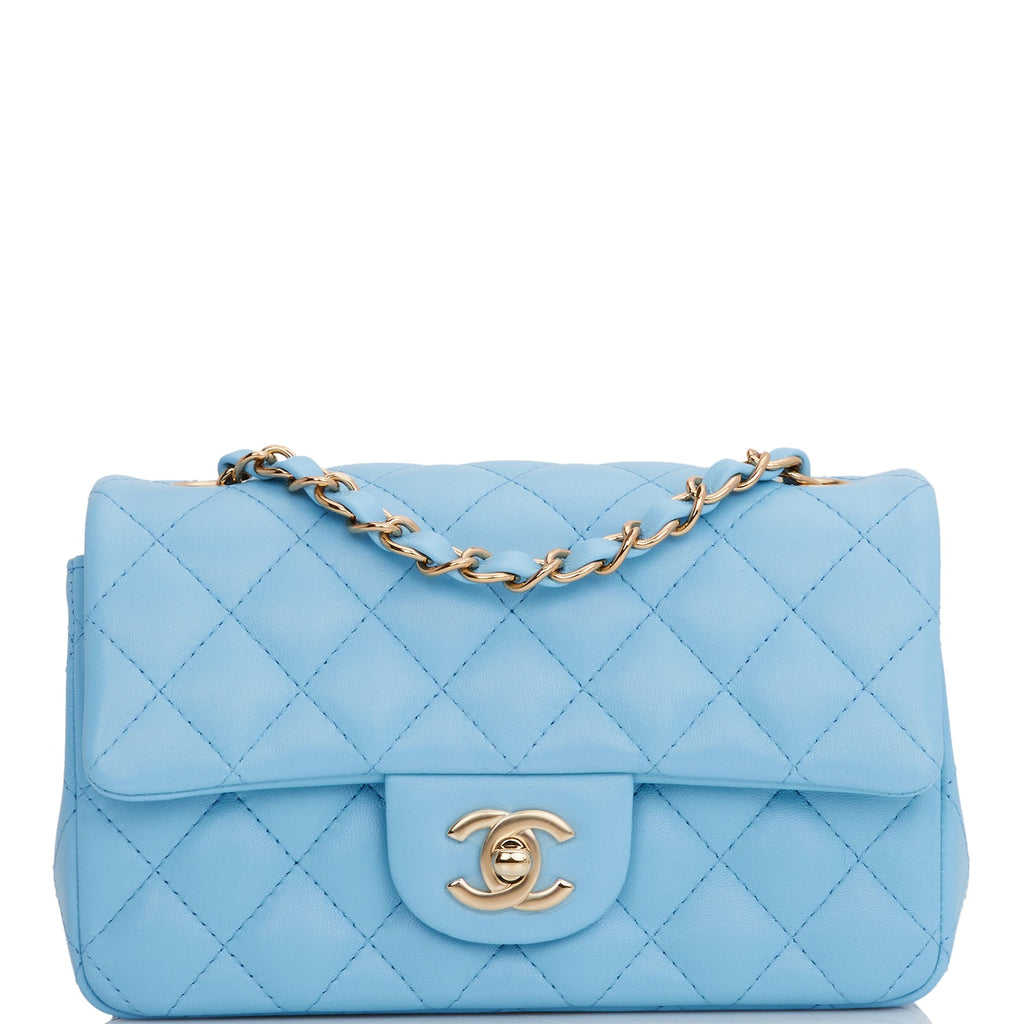 1990s Chanel Sky Blue Quilted Lambskin Vintage Mini Flap Bag at 1stDibs