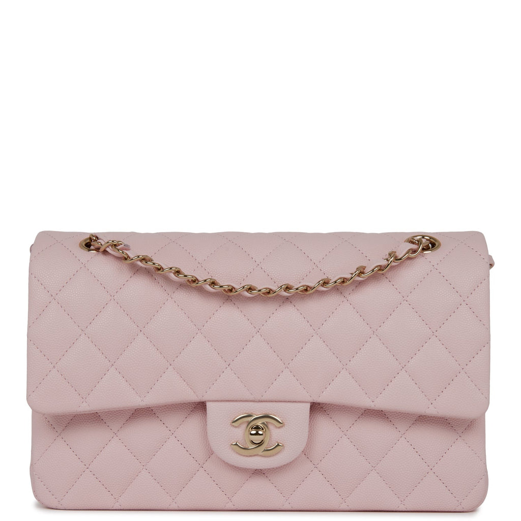 Chanel 2021 Small Pink Caviar Double Classic Flap Bag GHW  I MISS YOU  VINTAGE
