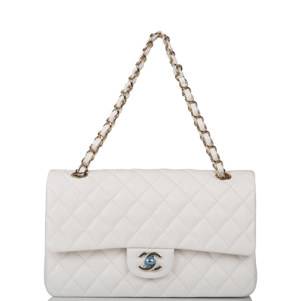 Chanel off-white quilted leather TIMELESS CLASSIC FLAP MEDIUM Shoulder Bag  at 1stDibs