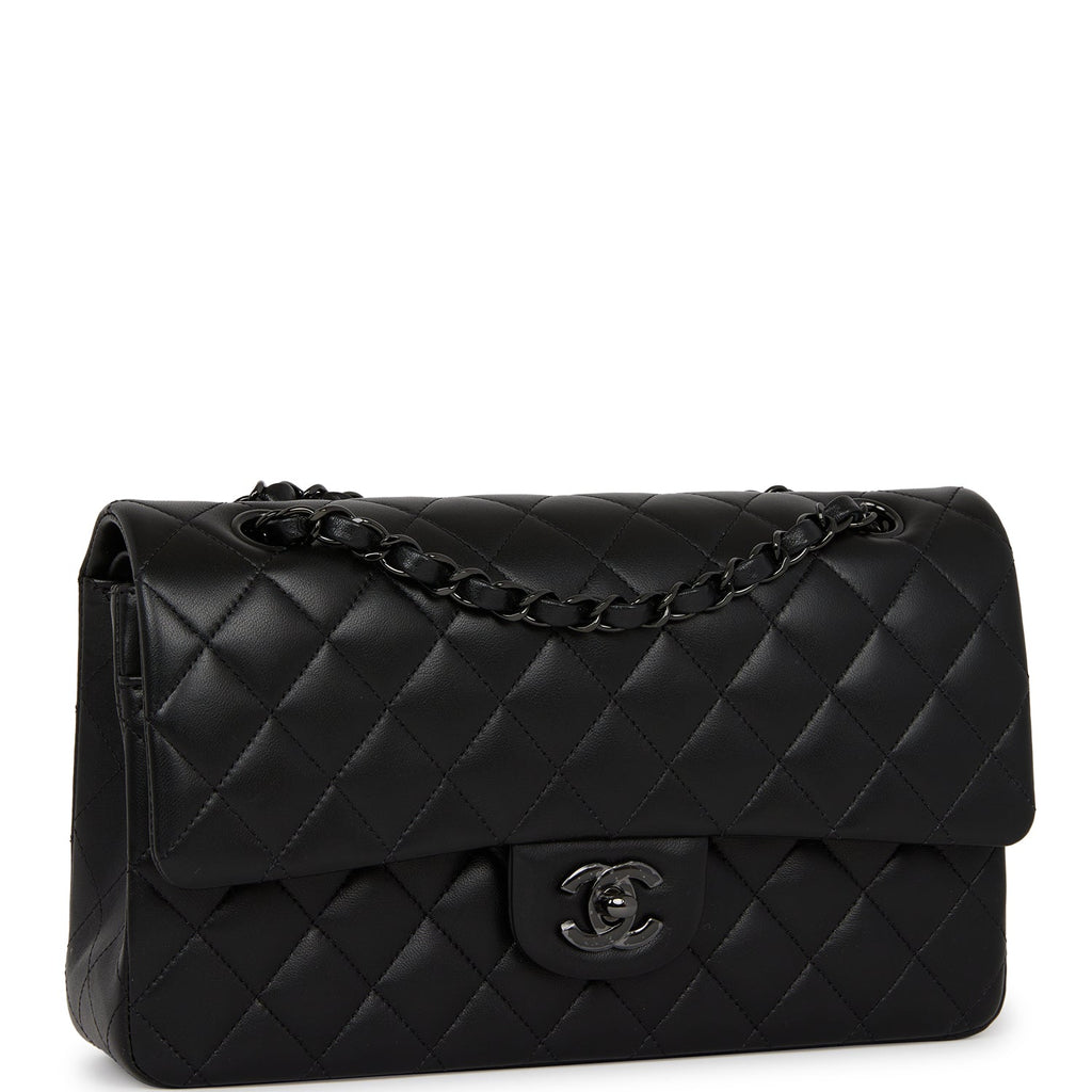 Chanel SO Black Lambskin Medium Classic Double Flap Bag Black Hardware ...