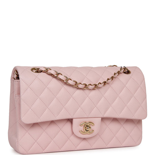 Chanel Pink Quilted Caviar Timeless CC Medium Shoulder Bag Gold Hardware, 2004-2005 (Like New)