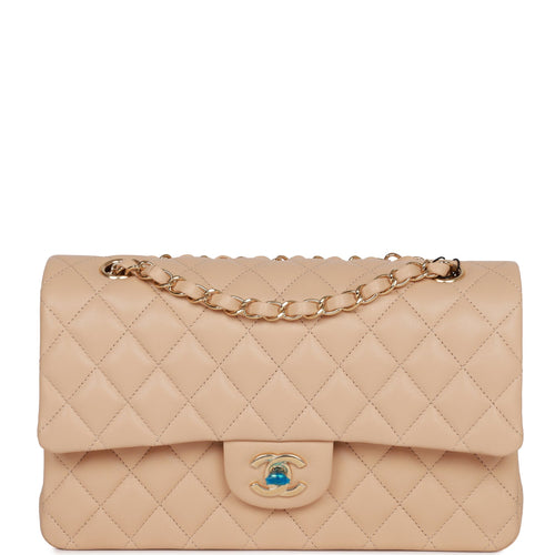 Chanel Timeless/Classic Double Flap Shoulder Bag in Beige Quilted Lambskin, GHW