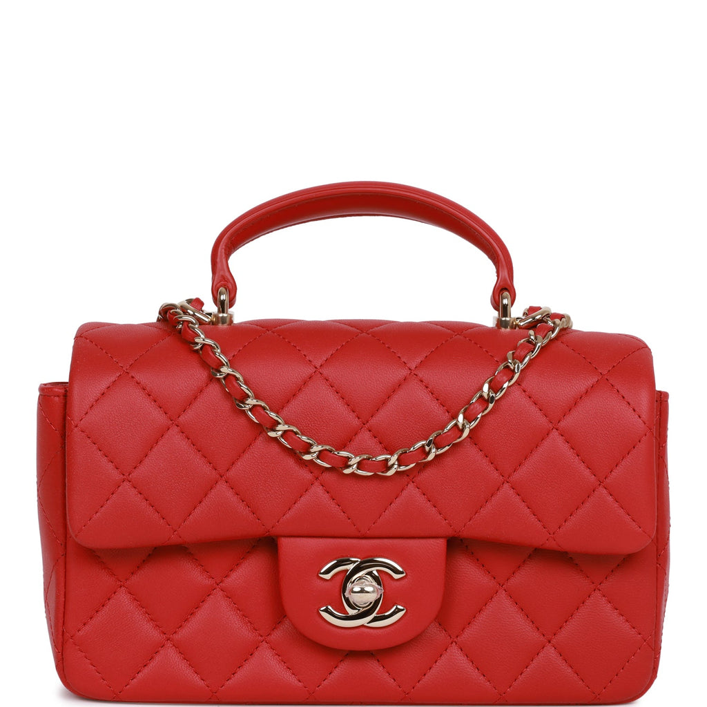 chanel top handle bag red