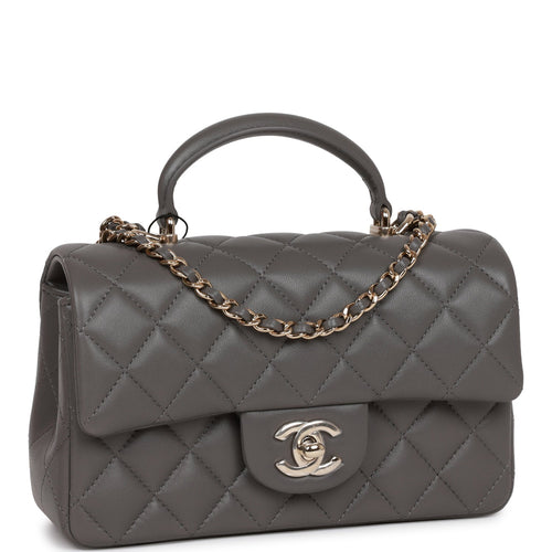 Chanel Mini Square Flap Bag Black Lambskin Light Gold Hardware