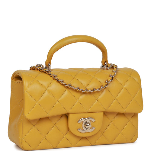 Chanel Mini Square Flap with Top Handle Light Orange and Ecru